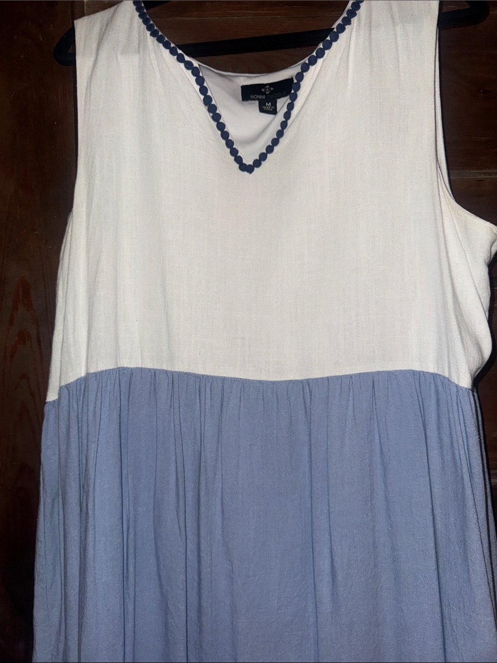 Ronni Nicole White Dress with Navy Trim Accents - Picture 3 of 3